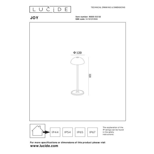 JOY - Lampe de table rechargeable Outdoor - Batterie - Ø 12 cm - LED Dim. - 1x1.5W 3000K - IP54 - Orange - 15500/02/53