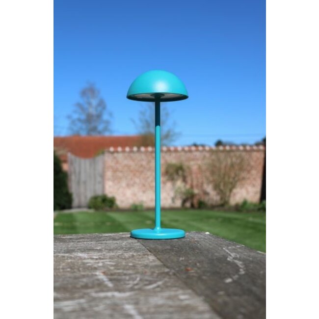 JOY - Oplaadbare Tafellamp Buiten - Accu/Batterij - Ø 12 cm - LED Dimb. - 1x1,5W 3000K - IP54 - Turkoois - 15500/02/37