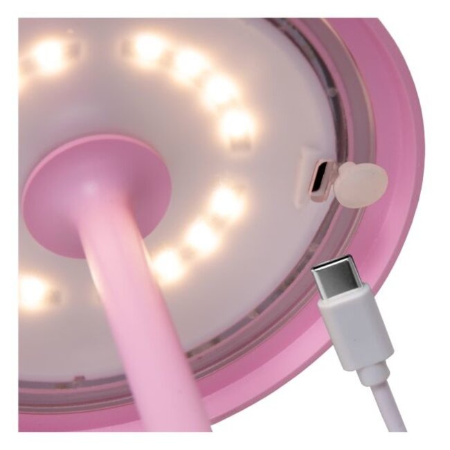 JOY - Lampe de table d'extérieur rechargeable - Fonctionne sur batterie - Ø 12 cm - LED à intensité variable - 1 x 1,5 W 3 000 K - IP54 - Rose - 15500/02/66