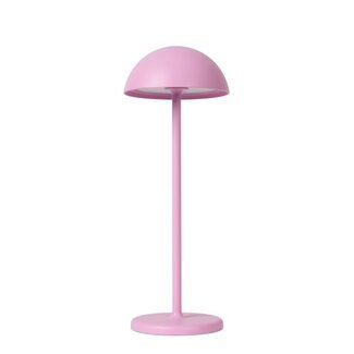 Lucide JOY - Oplaadbare Tafellamp Buiten - Accu/Batterij - Ø 12 cm - LED Dimb. - 1x1,5W 3000K - IP54 - Roze - 15500/02/66