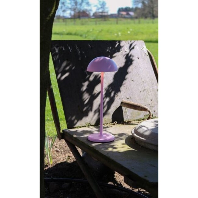 JOY - Oplaadbare Tafellamp Buiten - Accu/Batterij - Ø 12 cm - LED Dimb. - 1x1,5W 3000K - IP54 - Roze - 15500/02/66