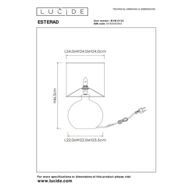 Lucide ESTERAD - Lampe à poser - 1xE14 - Vert - 10519/81/33