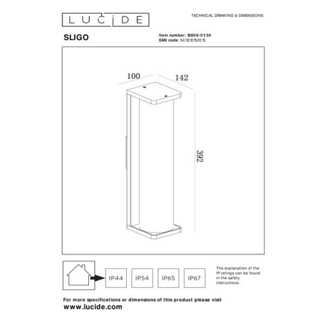 SLIGO - Applique d'extérieur - 1xE27 - IP65 - Noir - 15808/01/30