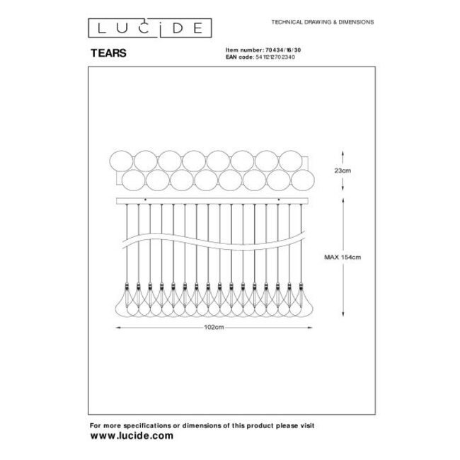 TEARS - Hanglamp - LED Dimb. - G4 - 16x1,5W 3000K - Zwart - 70434/16/30