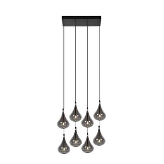 Lucide TEARS - Hanglamp - LED Dimb. - G4 - 8x1,5W 3000K - Zwart - 70434/28/30