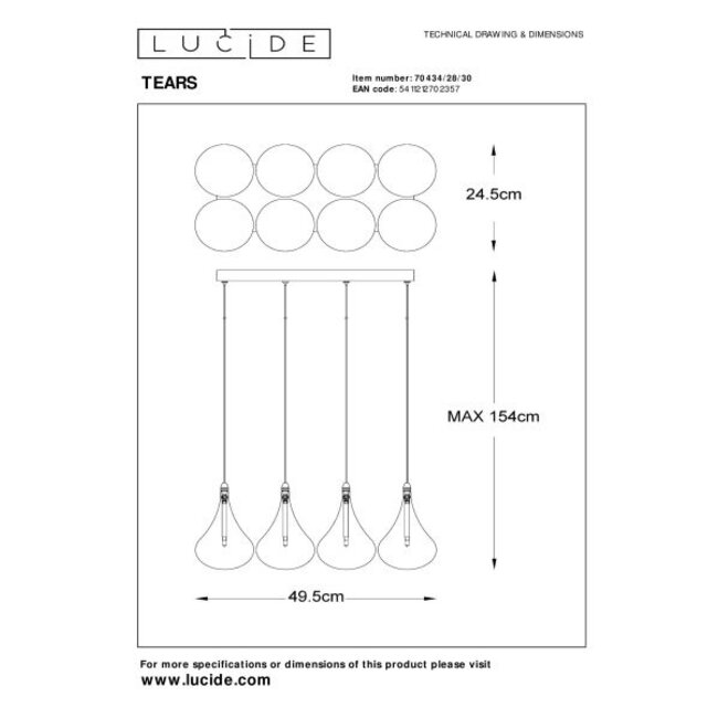 TEARS - Hanging lamp - LED Dim. - G4 - 8x1.5W 3000K - Black - 70434/28/30