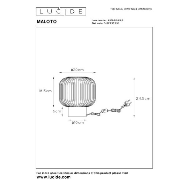 MALOTO - Tafellamp - Ø 20 cm - 1xE27 - Amber - 45586/20/62