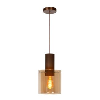 Lucide TOLEDO - Hanging lamp - Ø 20 cm - 1xE27 - Amber - 74405/01/62