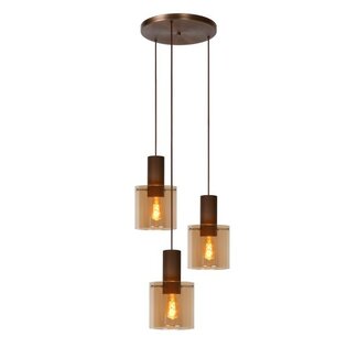 Lucide TOLEDO - Hanging lamp - 3xE27 - Amber - 74405/13/62