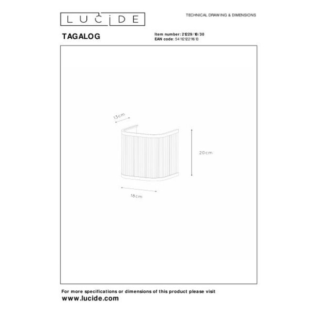 TAGALOG - Wall lamp - 1xE27 - Black - 21229/18/30