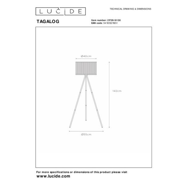 TAGALOG - Vloerlamp - Ø 55 cm - 1xE27 - Zwart - 21729/81/30