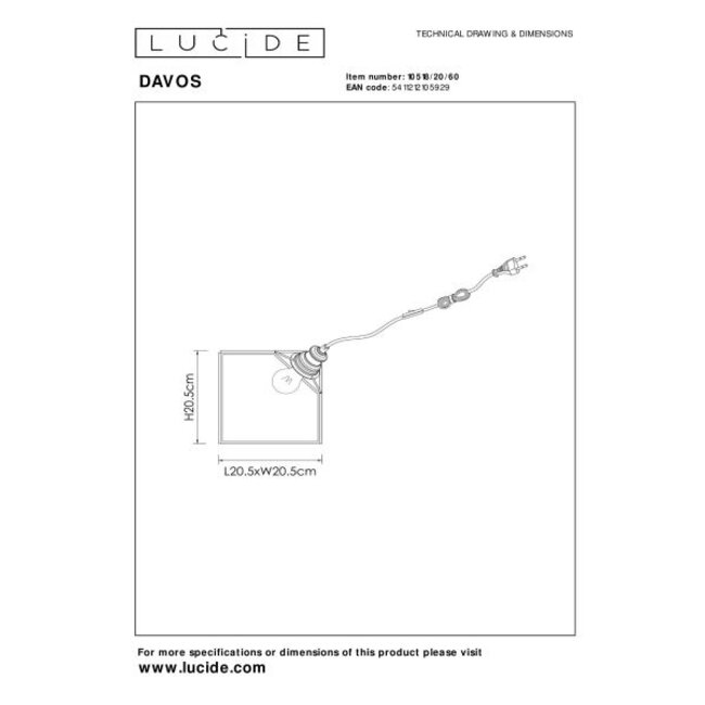 DAVOS - Table lamp - 1xE27 - Transparent - 10518/20/60