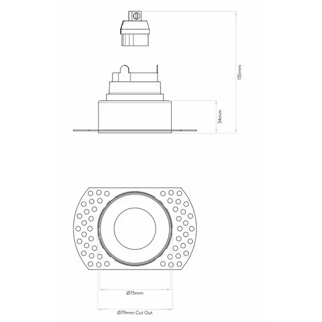 Fixe sans garniture Slimline, ignifuge IP65, blanc mat