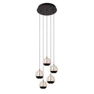 Lucide SENTUBAL - Hanglamp - Ø 35 cm - LED Dimb. - 5x52W 2700K - Zwart - 13498/24/30