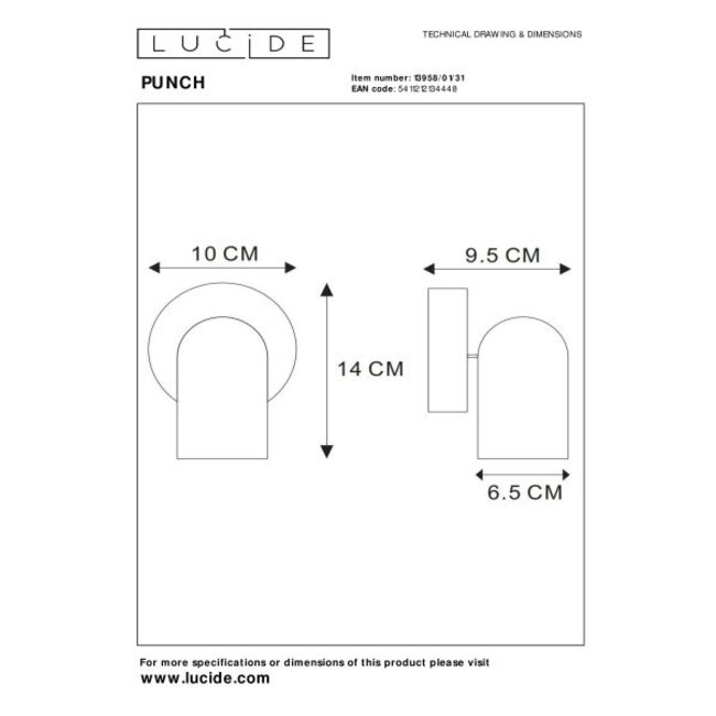 PUNCH - Wall spot - 1xGU10 - White - 13958/01/31