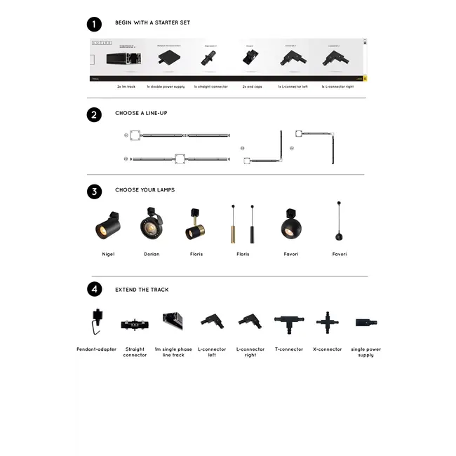 TRACK End cap - 1-phase Track system / Track lighting - Set of 2 - Black (Expansion) - 09950/10/30
