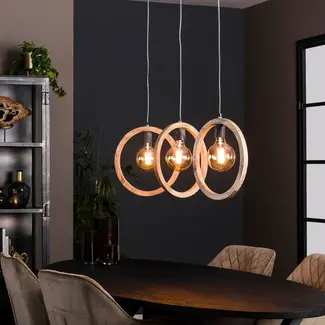 LioLights Hanging lamp 3L round wood