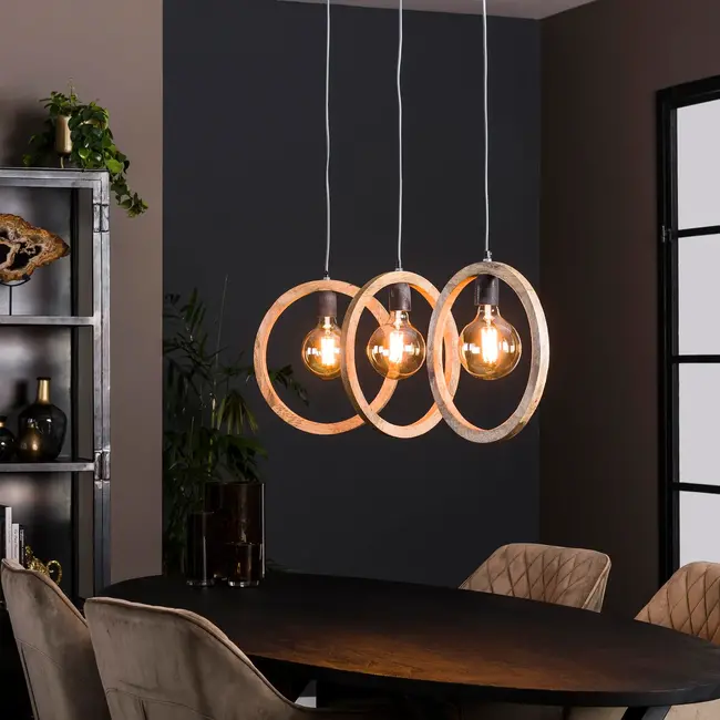 Hanglamp 3L round wood