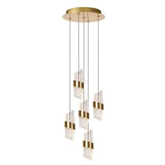 Lucide KLIGANDE - Lampe à suspension - Ø 30 cm - Variation LED. - 5x8W 2700K - Or Mat / Laiton - 13496/36/02