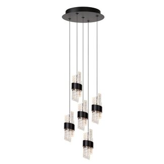 Lucide KLIGANDE - Hanglamp - Ø 30 cm - LED Dimb. - 5x8W 2700K - Zwart - 13496/36/30