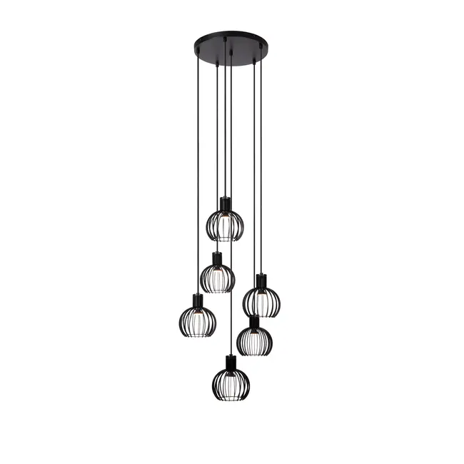 MIKAELA - Hanging lamp - Ø 35 cm - 6xE14 - Black - 73400/16/30
