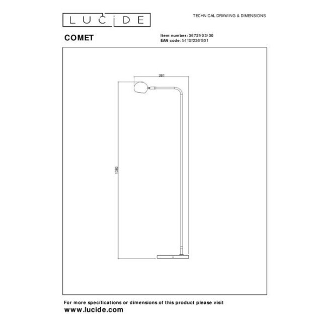 COMET - Rechargeable Floor Lamp - Accu/Battery - LED Dim. - 1x3W 2700K - 3 StepDim - Black - 36721/03/30