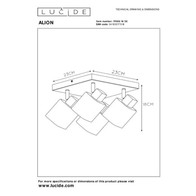ALION - Plafondspot - 4xE14 - Zwart - 17999/14/30