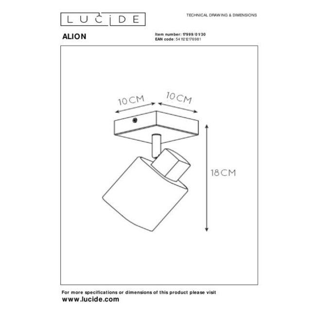 ALION - Plafondspot - 1xE14 - Zwart - 17999/01/30