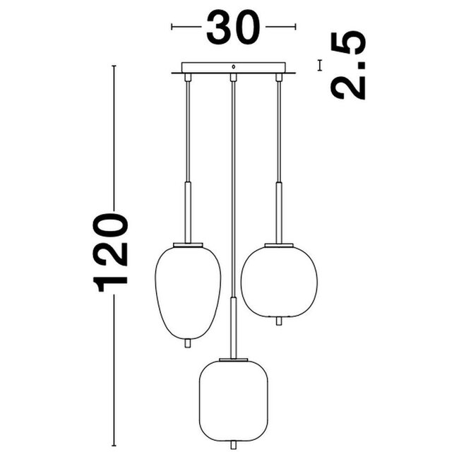 LATO hanglamp - Ø 30 x 120 cm - antiek messing - 3xE14