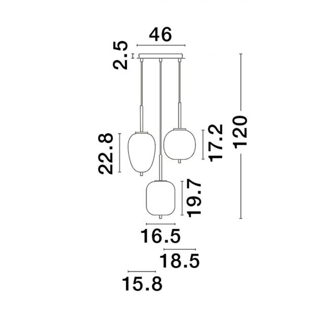 LATO hanging lamp - Ø 30 x 120 cm - smoke - 3xE14