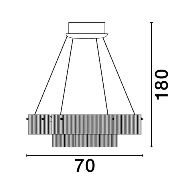 PAULINE LED hanging lamp - Ø 70 x 180 cm - black - 72W