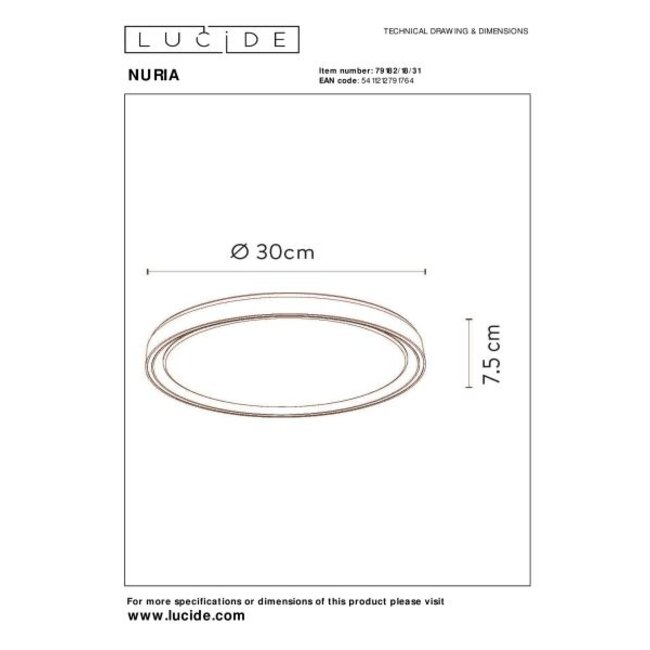NURIA - Plafonnier - Ø 30 cm - LED Dim. - 1x18W 2700K - 3 StepDim - Blanc - 79182/18/31