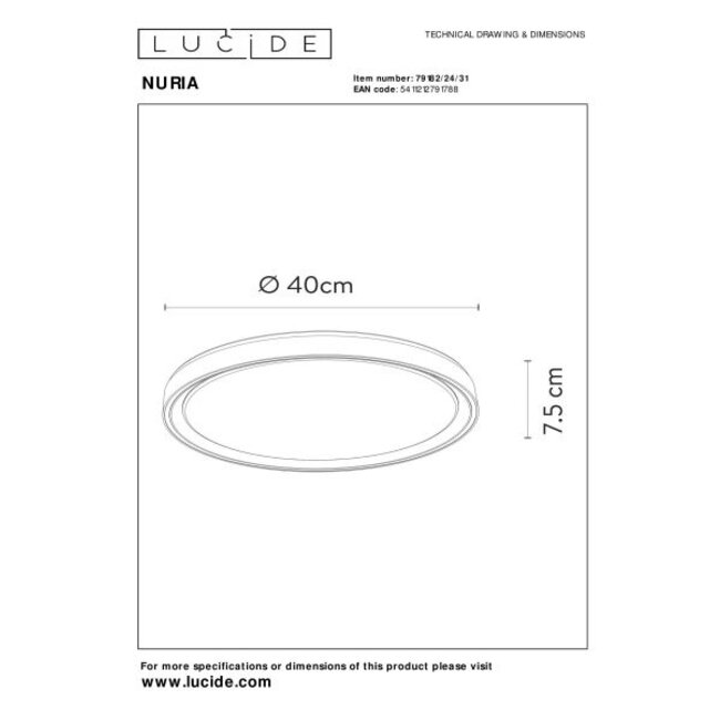 NURIA - Ceiling lamp - Ø 40 cm - LED Dimming. - 1x24W 2700K - 3 StepDim - White - 79182/24/31