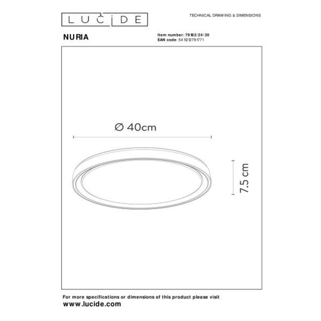 NURIA - Ceiling lamp - Ø 40 cm - LED Dimming. - 1x24W 2700K - 3 StepDim - Black - 79182/24/30