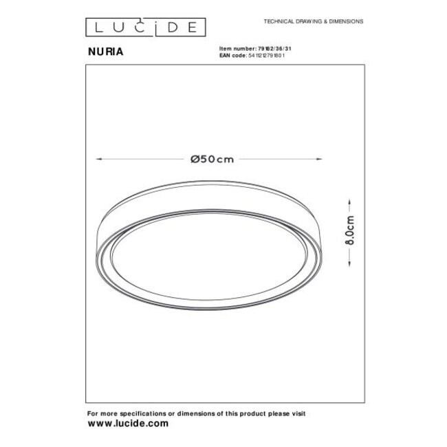 NURIA - Ceiling lamp - Ø 50 cm - LED Dimming. - 1x36W 2700K - 3 StepDim - White - 79182/36/31