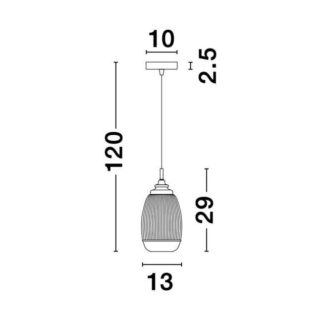 Mond - lampe suspendue - Ø 13 x 120 cm - or / verre transparent - E14