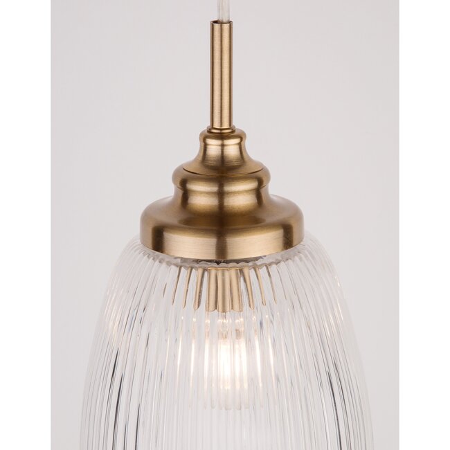 Mond - lampe suspendue - Ø 13 x 120 cm - or / verre transparent - E14