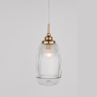 Nova Luce Mond - lampe suspendue - Ø 13 x 120 cm - or / verre transparent - E14