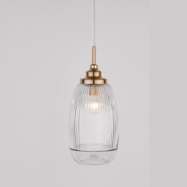 Mond - hanging lamp - Ø 13 x 120 cm - gold / clear glass - E14