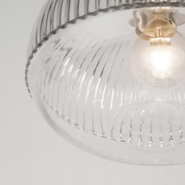 Mond - hanglamp - Ø 18 x 120 cm - goud / helder glas - E14