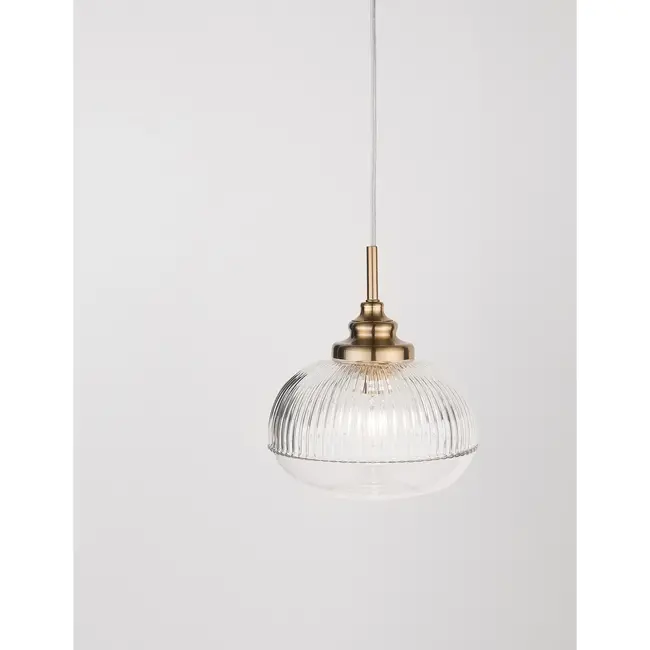 Mond - lampe suspendue - Ø 18 x 120 cm - or / verre transparent - E14