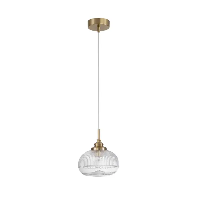 Mond - lampe suspendue - Ø 18 x 120 cm - or / verre transparent - E14