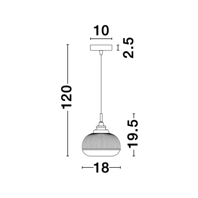 Mond - hanging lamp - Ø 18 x 120 cm - gold / clear glass - E14