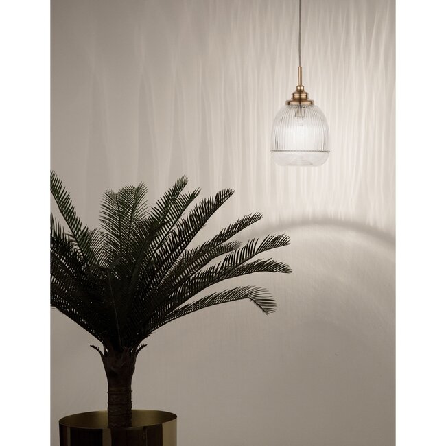 Mond - hanging lamp - Ø 15 x 120 cm - gold / clear glass - E14