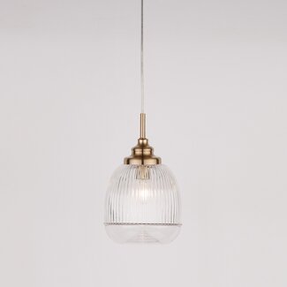 Nova Luce Mond - lampe suspendue - Ø 15 x 120 cm - or / verre transparent - E14