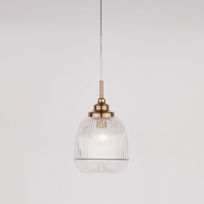 Mond - hanging lamp - Ø 15 x 120 cm - gold / clear glass - E14