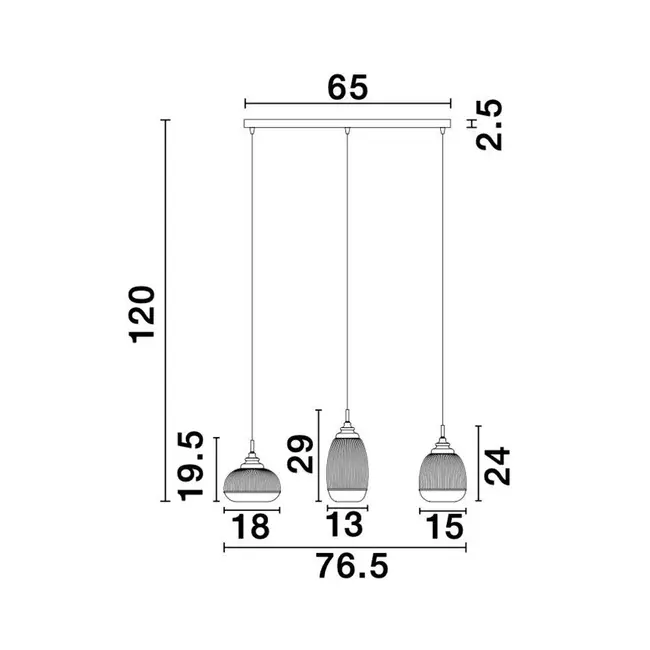 Mouth - lampe suspendue - or / verre clair -3 x E14