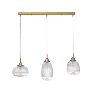 Nova Luce Mouth - hanging lamp - gold / clear glass -3 x E14