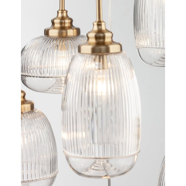 Mond - hanging lamp - Ø 51 x 120 cm - gold / clear glass -5 x E14
