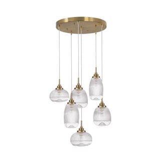 Nova Luce Mond - hanglamp - Ø 51 x 120 cm - goud / helder glas -5 x E14